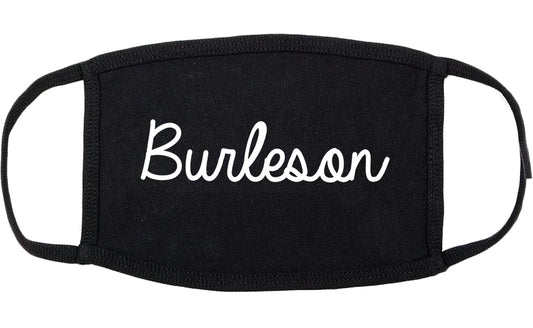Burleson Texas TX Script Cotton Face Mask Black