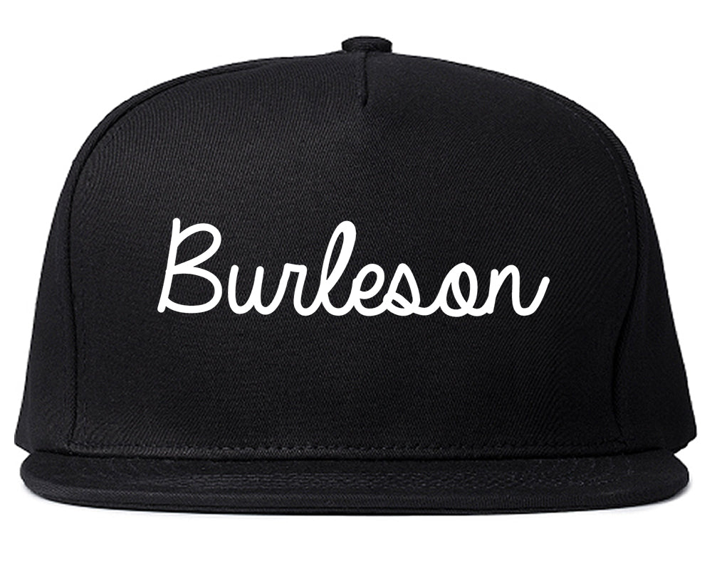 Burleson Texas TX Script Mens Snapback Hat Black