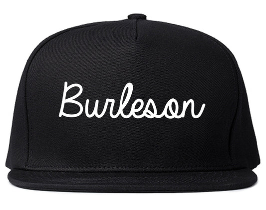 Burleson Texas TX Script Mens Snapback Hat Black