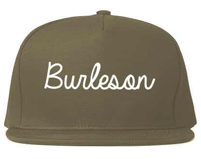 Burleson Texas TX Script Mens Snapback Hat Grey