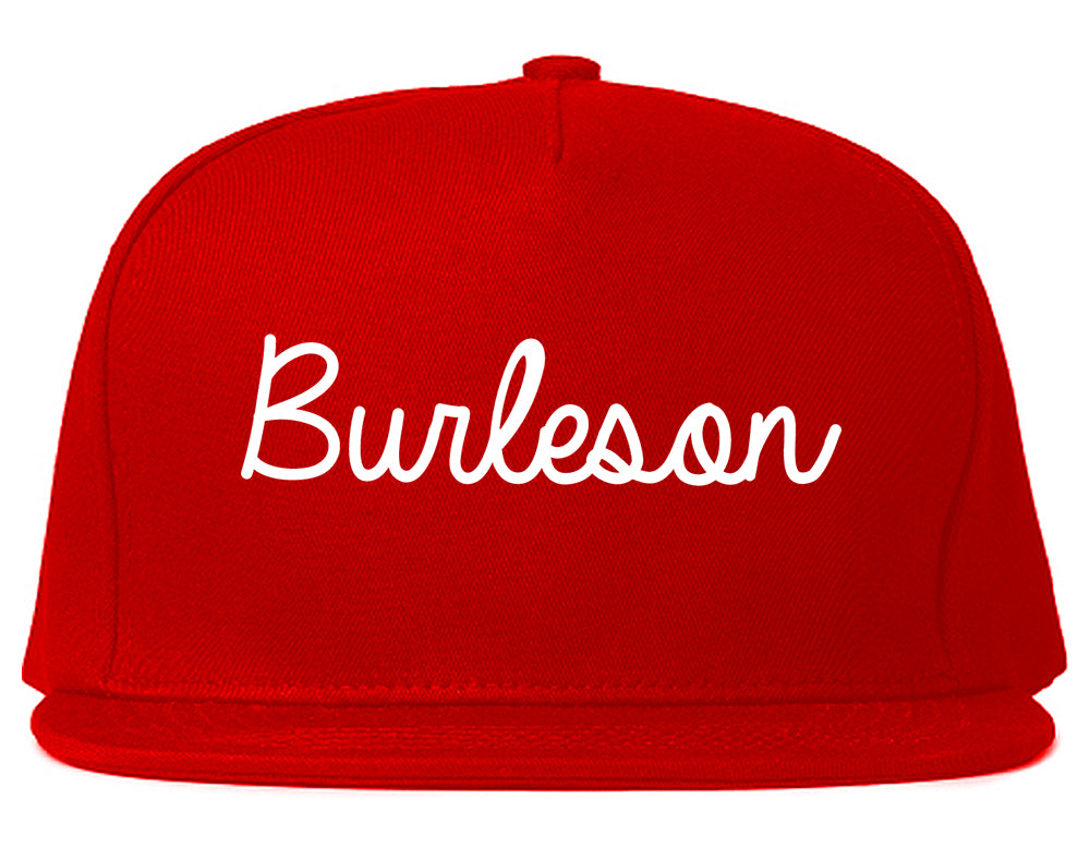 Burleson Texas TX Script Mens Snapback Hat Red