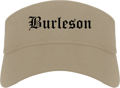Burleson Texas TX Old English Mens Visor Cap Hat Khaki