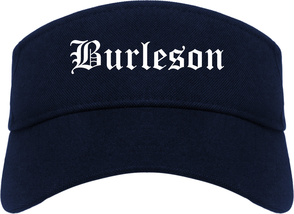 Burleson Texas TX Old English Mens Visor Cap Hat Navy Blue
