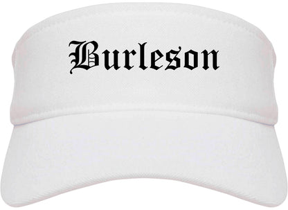 Burleson Texas TX Old English Mens Visor Cap Hat White