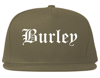 Burley Idaho ID Old English Mens Snapback Hat Grey