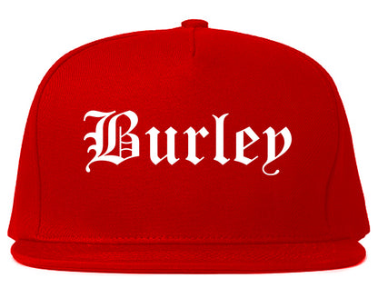 Burley Idaho ID Old English Mens Snapback Hat Red