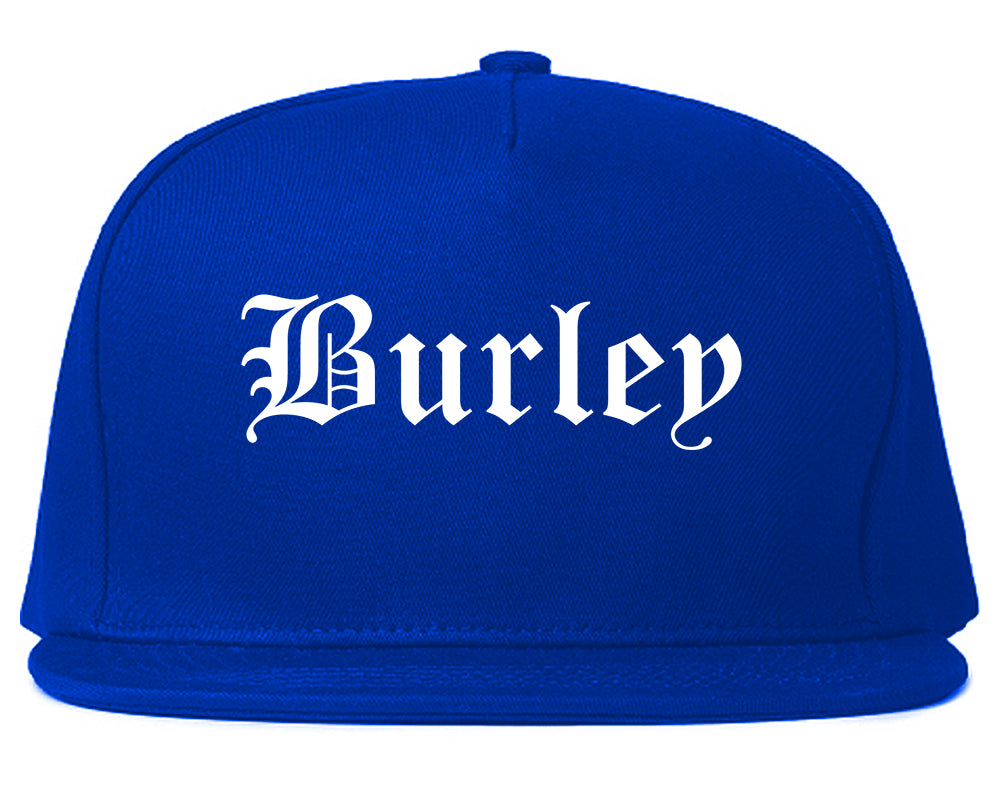 Burley Idaho ID Old English Mens Snapback Hat Royal Blue