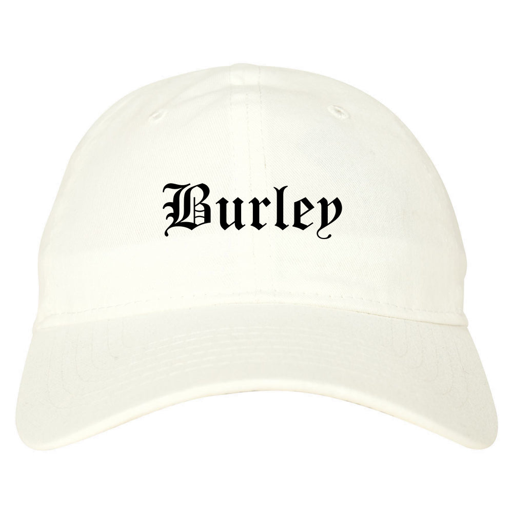 Burley Idaho ID Old English Mens Dad Hat Baseball Cap White