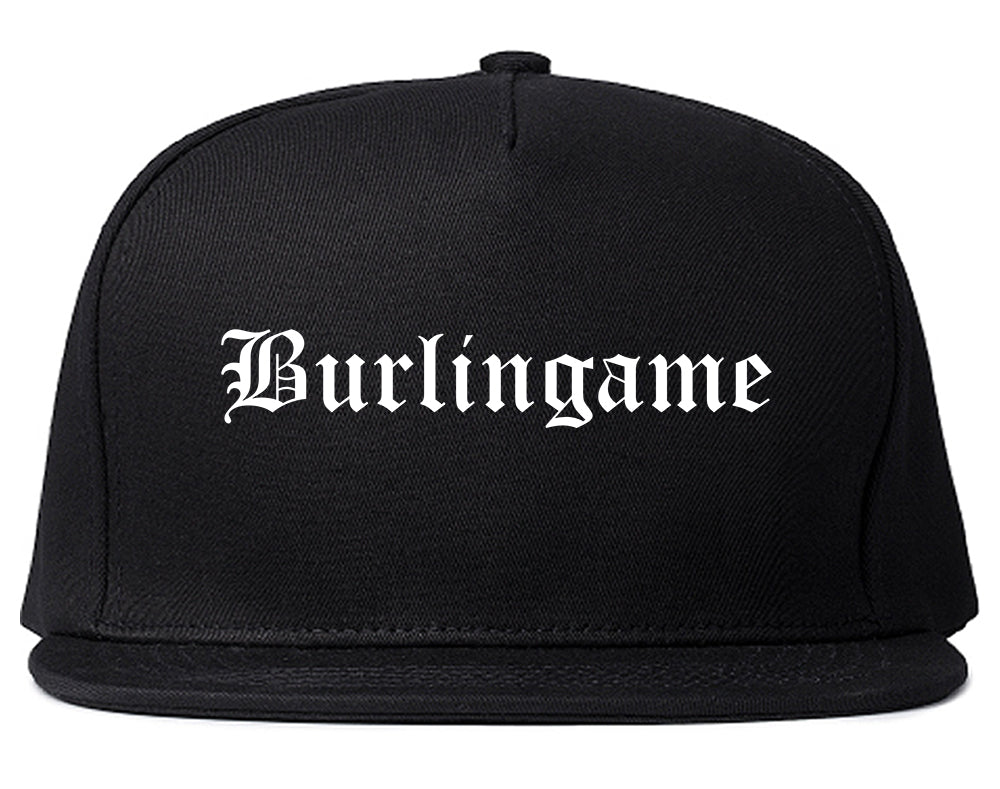 Burlingame California CA Old English Mens Snapback Hat Black