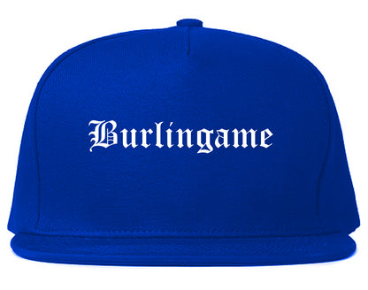 Burlingame California CA Old English Mens Snapback Hat Royal Blue