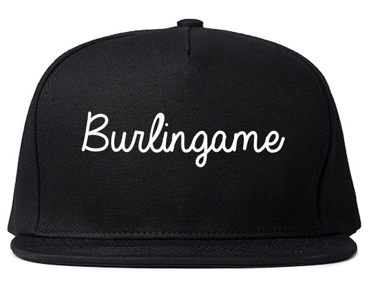 Burlingame California CA Script Mens Snapback Hat Black
