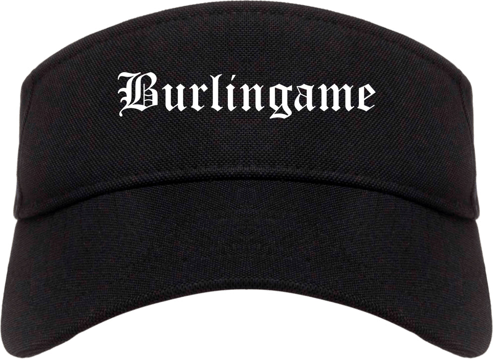 Burlingame California CA Old English Mens Visor Cap Hat Black