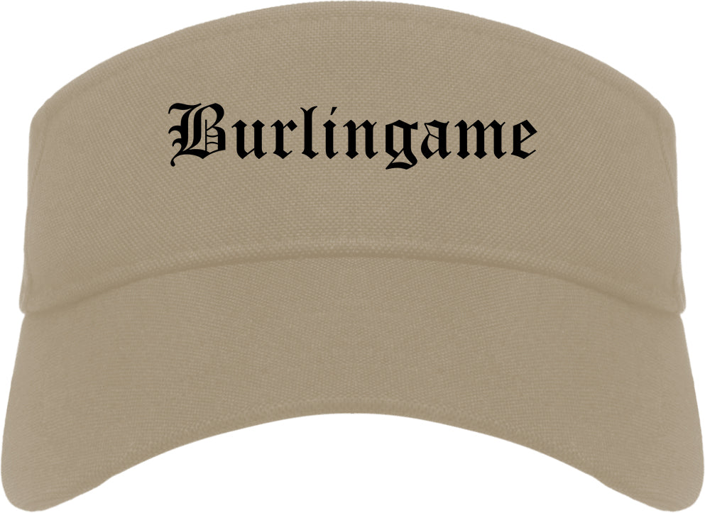 Burlingame California CA Old English Mens Visor Cap Hat Khaki