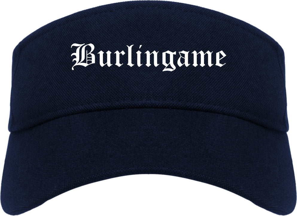 Burlingame California CA Old English Mens Visor Cap Hat Navy Blue