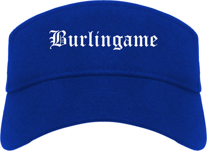 Burlingame California CA Old English Mens Visor Cap Hat Royal Blue