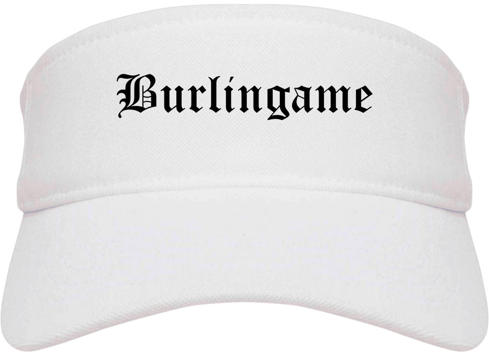 Burlingame California CA Old English Mens Visor Cap Hat White