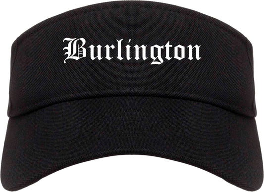 Burlington Iowa IA Old English Mens Visor Cap Hat Black