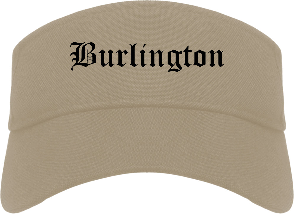 Burlington Iowa IA Old English Mens Visor Cap Hat Khaki
