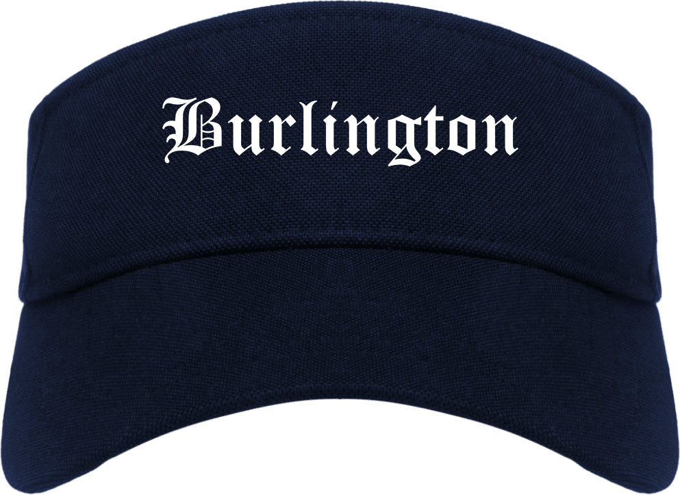 Burlington Iowa IA Old English Mens Visor Cap Hat Navy Blue