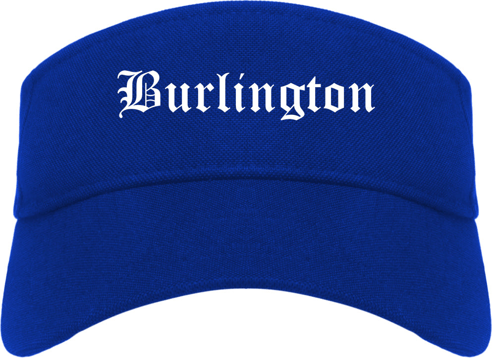 Burlington Iowa IA Old English Mens Visor Cap Hat Royal Blue