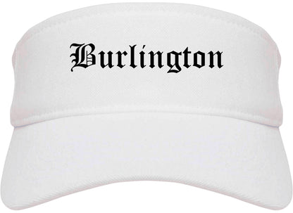 Burlington Iowa IA Old English Mens Visor Cap Hat White