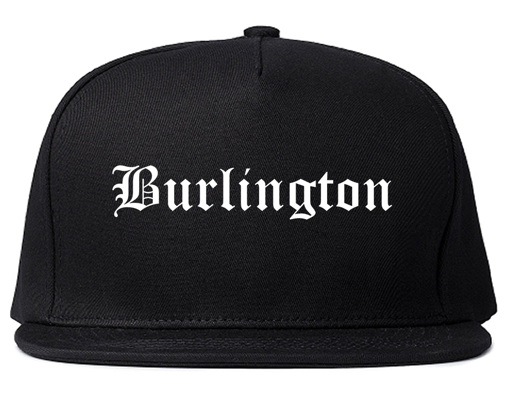 Burlington New Jersey NJ Old English Mens Snapback Hat Black