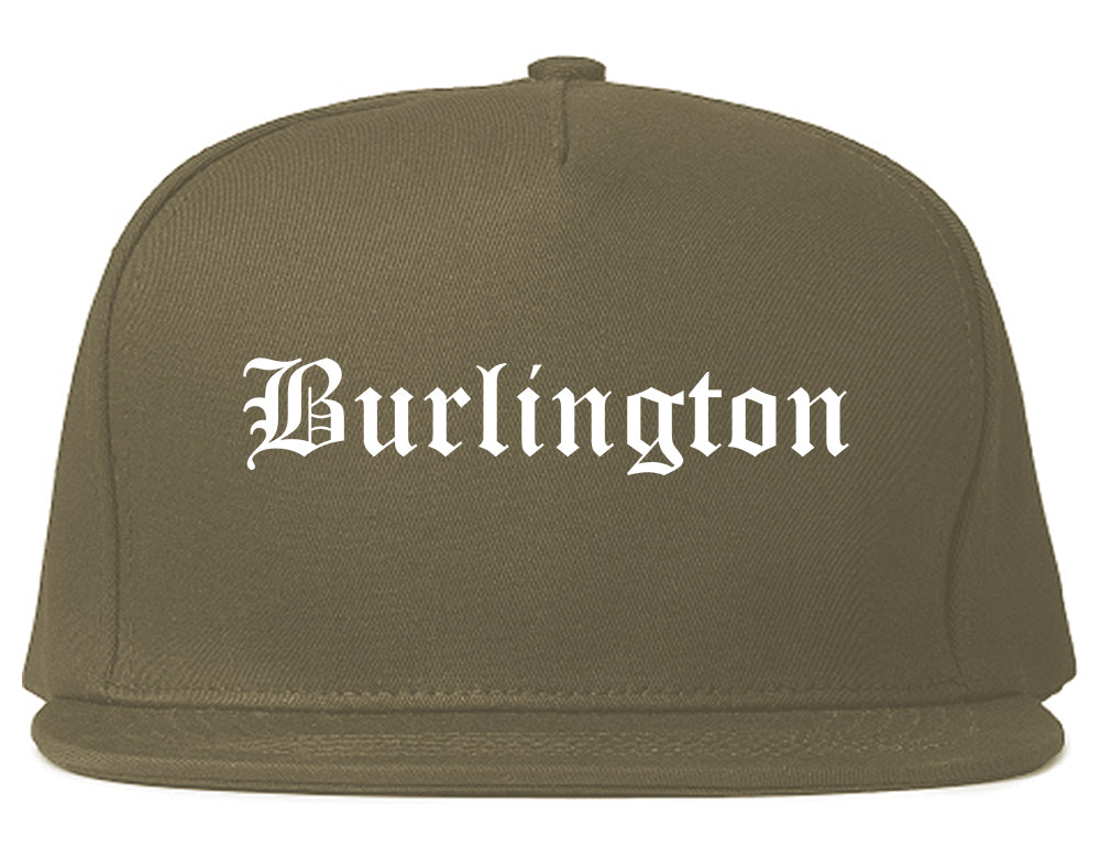 Burlington New Jersey NJ Old English Mens Snapback Hat Grey