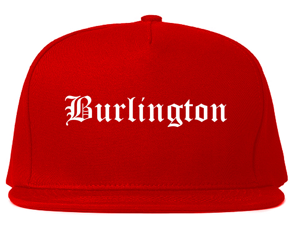 Burlington New Jersey NJ Old English Mens Snapback Hat Red