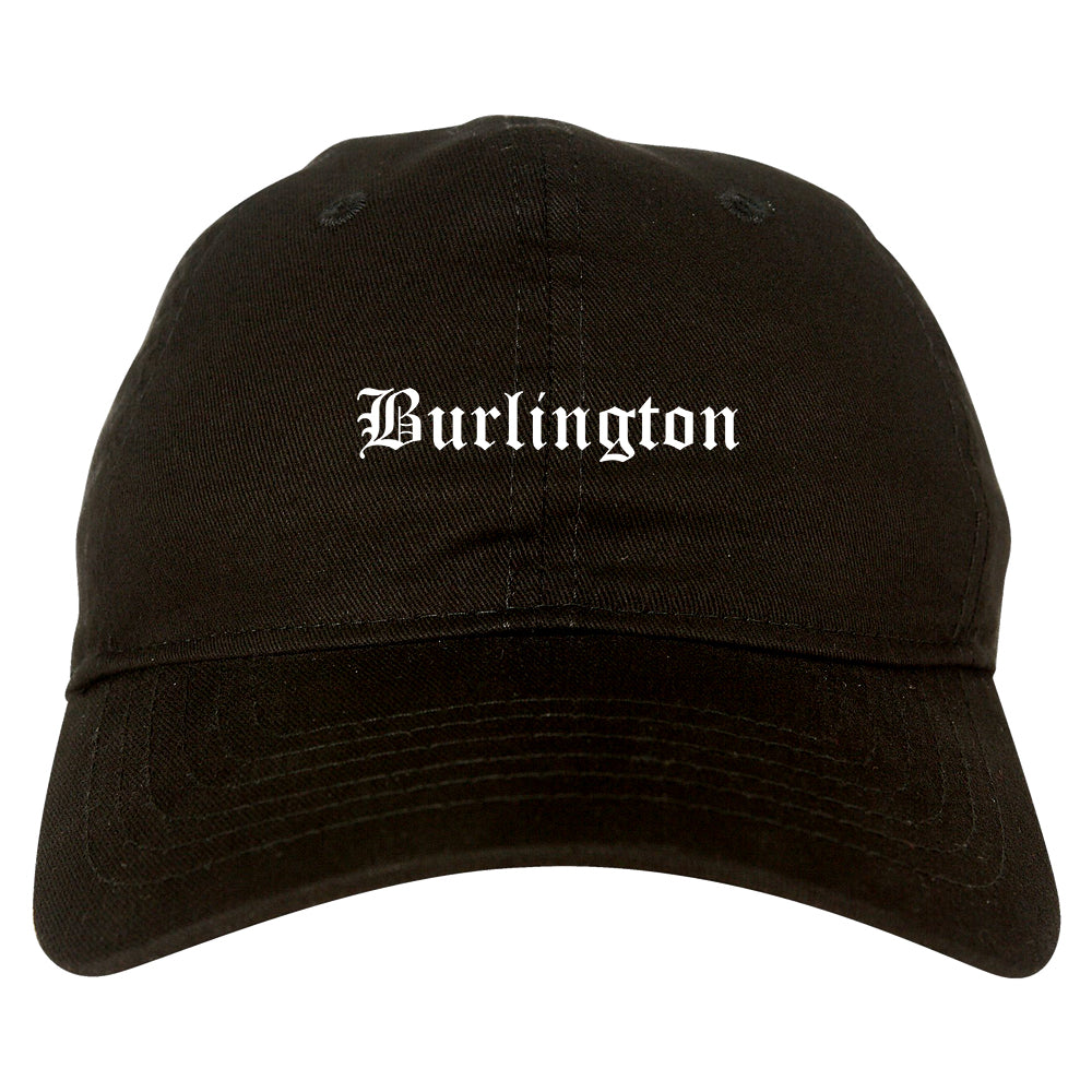 Burlington New Jersey NJ Old English Mens Dad Hat Baseball Cap Black