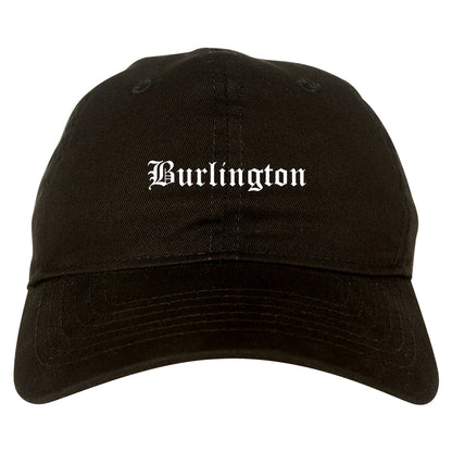 Burlington New Jersey NJ Old English Mens Dad Hat Baseball Cap Black