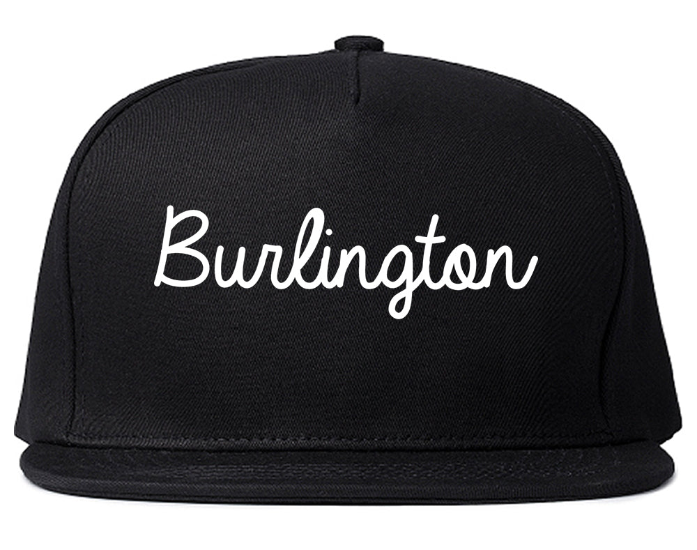 Burlington New Jersey NJ Script Mens Snapback Hat Black