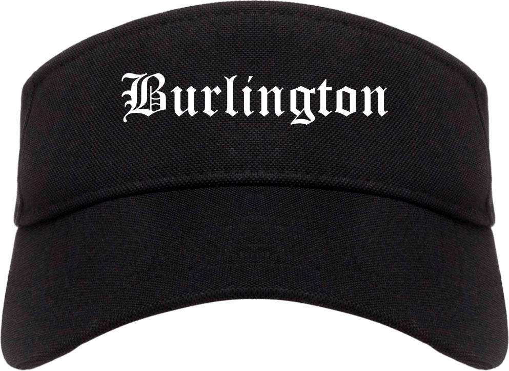 Burlington New Jersey NJ Old English Mens Visor Cap Hat Black