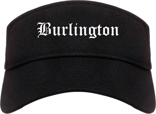 Burlington New Jersey NJ Old English Mens Visor Cap Hat Black
