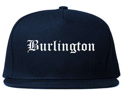 Burlington North Carolina NC Old English Mens Snapback Hat Navy Blue