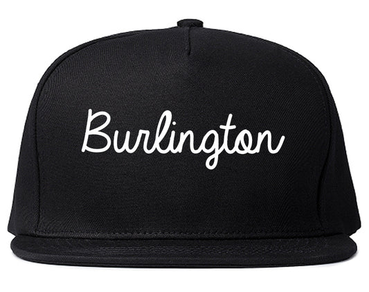 Burlington North Carolina NC Script Mens Snapback Hat Black