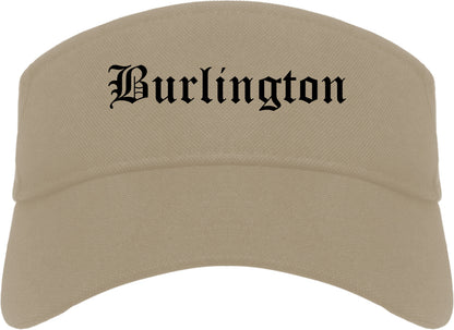 Burlington North Carolina NC Old English Mens Visor Cap Hat Khaki