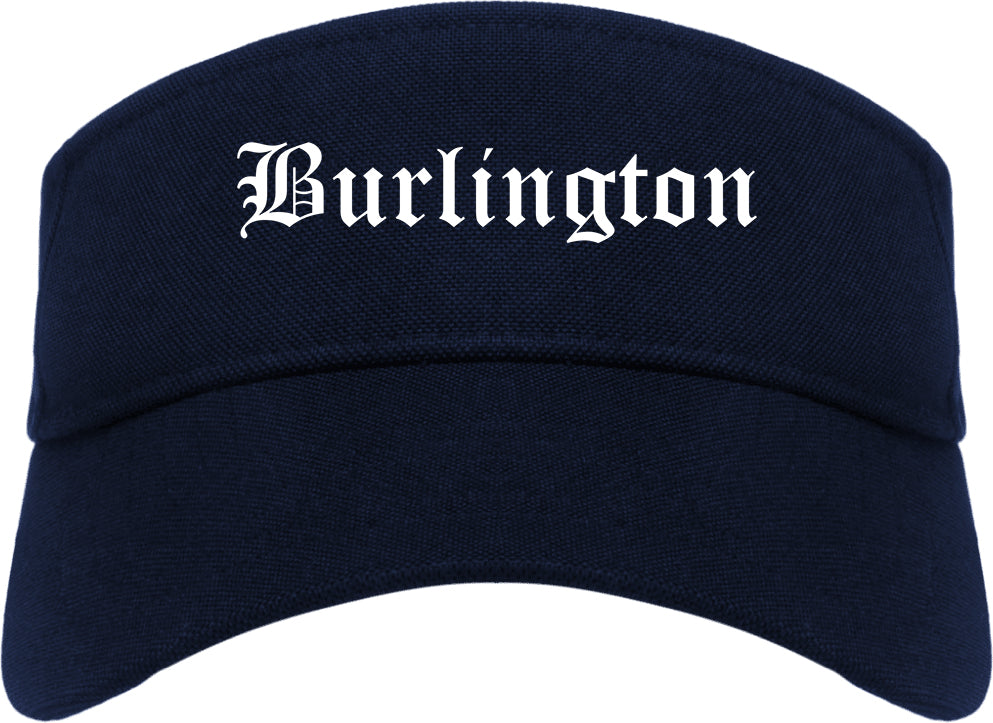 Burlington North Carolina NC Old English Mens Visor Cap Hat Navy Blue