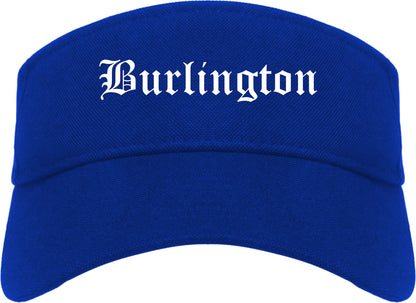 Burlington North Carolina NC Old English Mens Visor Cap Hat Royal Blue