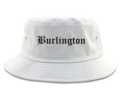 Burlington North Carolina NC Old English Mens Bucket Hat White