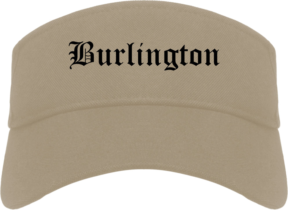 Burlington Washington WA Old English Mens Visor Cap Hat Khaki
