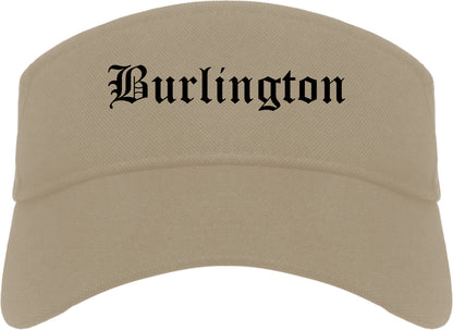 Burlington Washington WA Old English Mens Visor Cap Hat Khaki