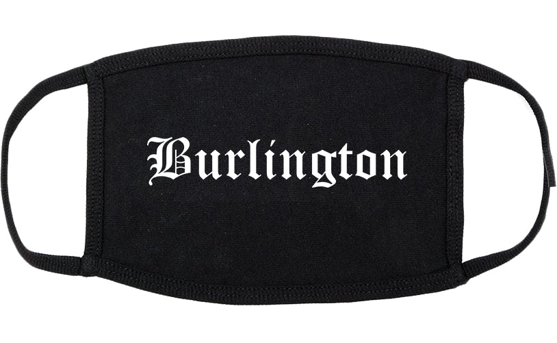 Burlington Wisconsin WI Old English Cotton Face Mask Black