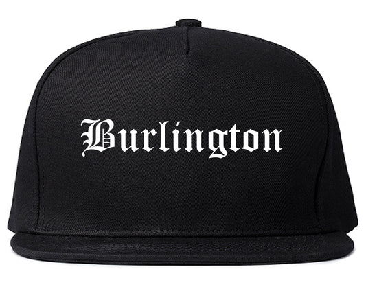 Burlington Wisconsin WI Old English Mens Snapback Hat Black