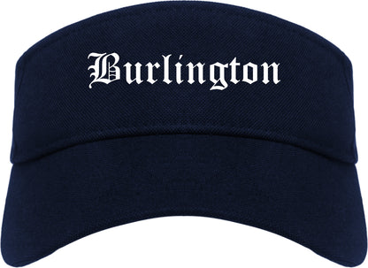 Burlington Wisconsin WI Old English Mens Visor Cap Hat Navy Blue
