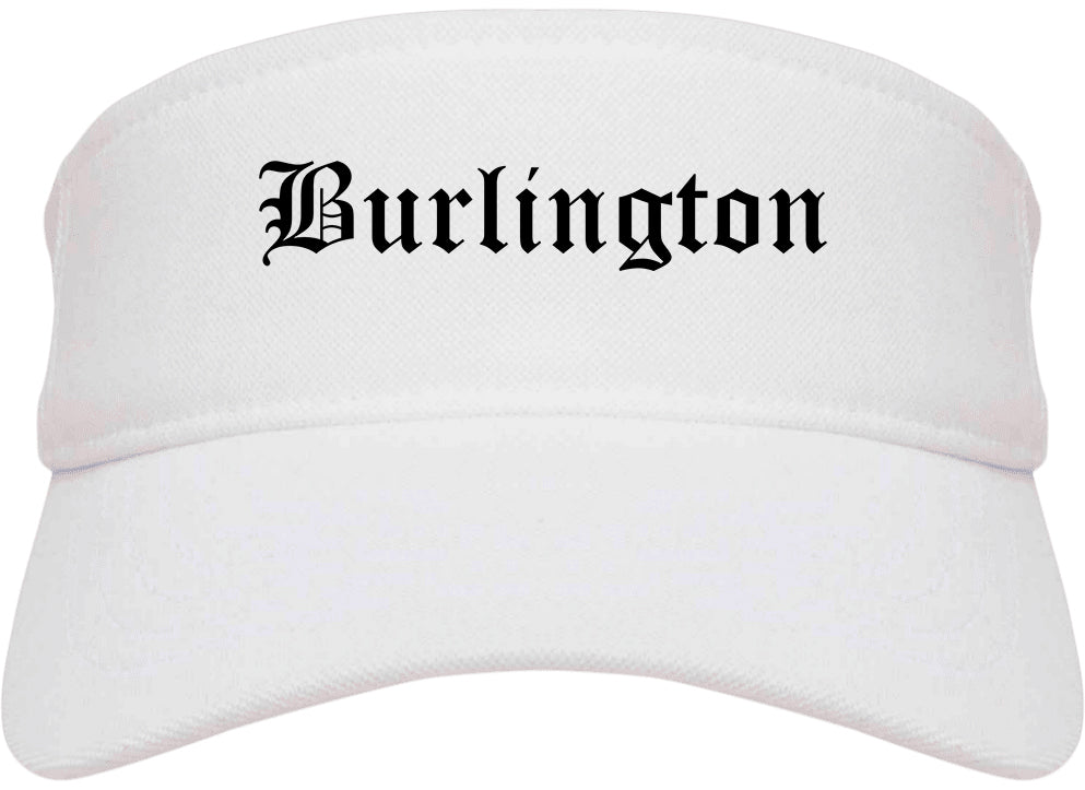 Burlington Wisconsin WI Old English Mens Visor Cap Hat White