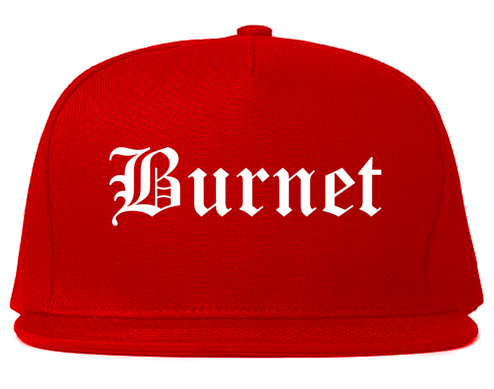 Burnet Texas TX Old English Mens Snapback Hat Red