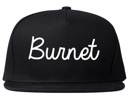 Burnet Texas TX Script Mens Snapback Hat Black