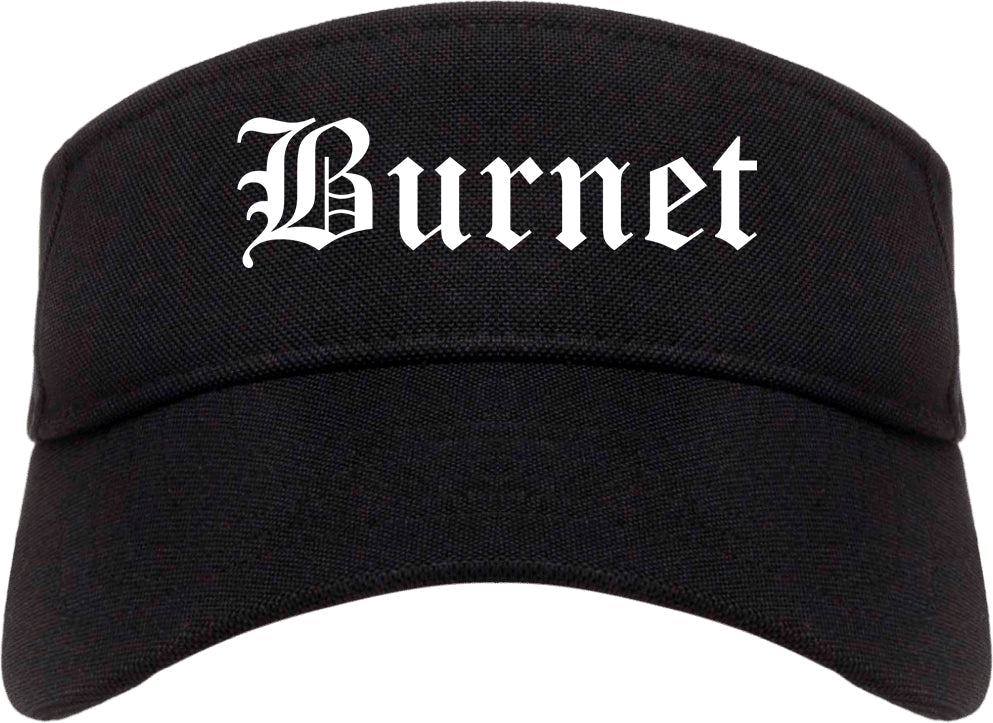 Burnet Texas TX Old English Mens Visor Cap Hat Black