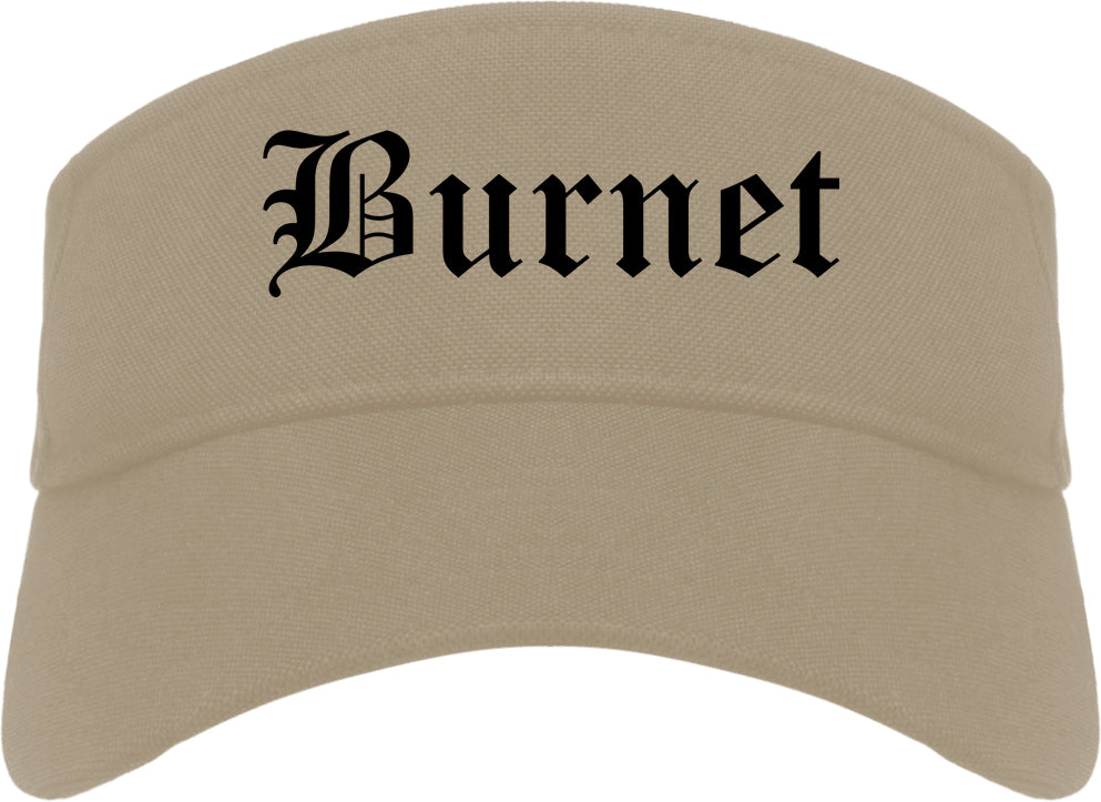Burnet Texas TX Old English Mens Visor Cap Hat Khaki