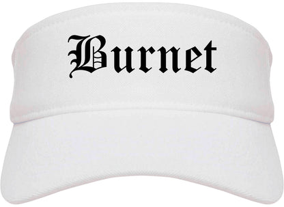 Burnet Texas TX Old English Mens Visor Cap Hat White